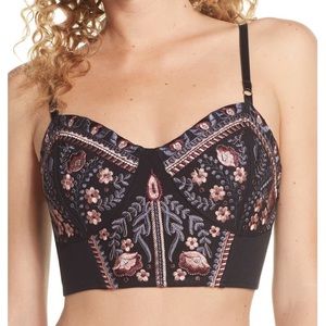 NWT Free People Embroidered Floral Bustier Croptop